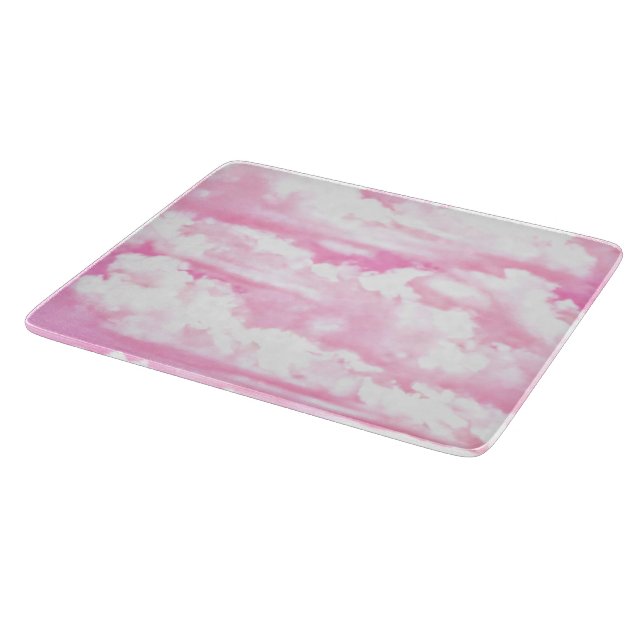 Tabla De Cortar Decoración De Nubes Pastel Rosa Feliz (Borde)