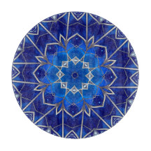Tabla de cortar decorativa azul