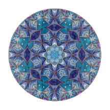 Tabla de cortar decorativa azul