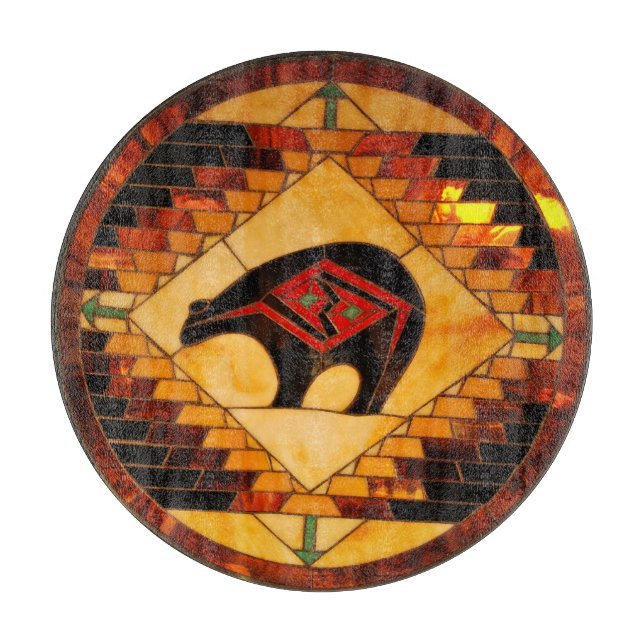 Tabla de cortar decorativa de vidrio (12") (Anverso)