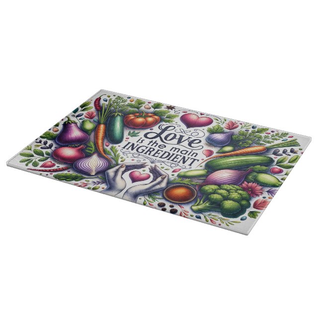 Tabla de cortar decorativa de vidrio (15" x 11") (Borde)