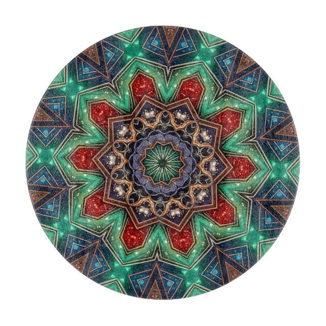 Tabla de cortar decorativa roja verde (Anverso)