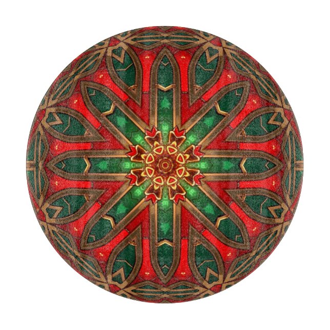 Tabla de cortar decorativa roja verde (Anverso)