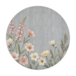 Tabla De Cortar Dedalera Rosa Suave Flor Silvestre Botánica 