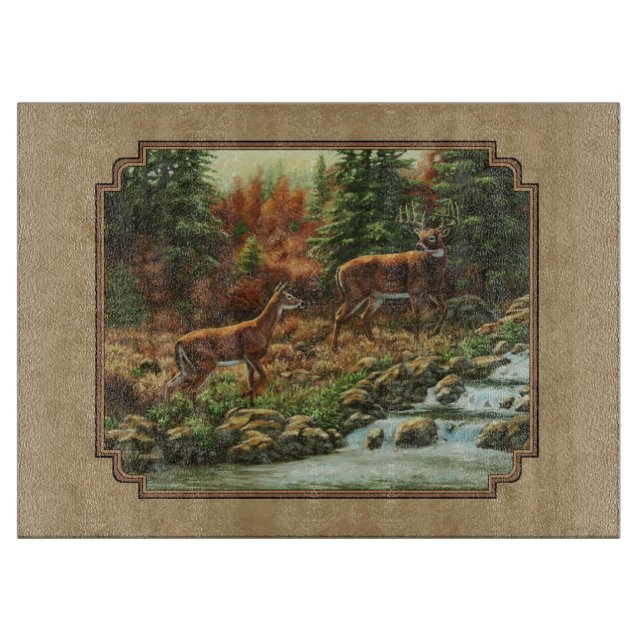 Tabla De Cortar Deer and Stream Waterfall Tan (Anverso)