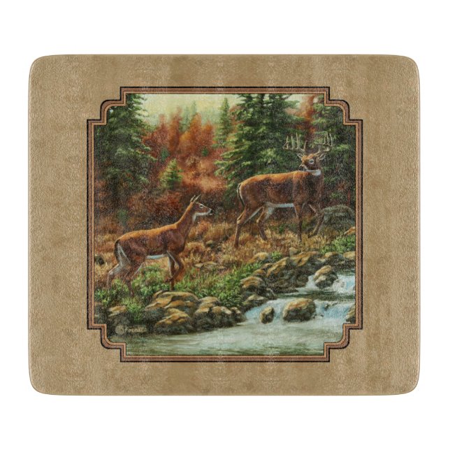 Tabla De Cortar Deer and Stream Waterfall Tan (Anverso)