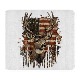Tabla De Cortar Deer, Buck Season USA Flag