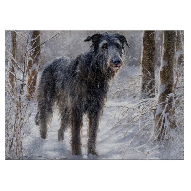 Tabla De Cortar Deerhound escocés deja que nieve Navidades (Anverso)