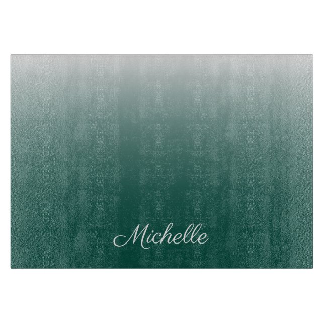 Tabla De Cortar Degradado oscuro personalizado verde (Anverso)