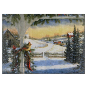 Tabla de cortar del pájaro del navidad del vintag
