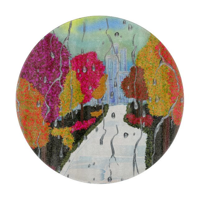 Tabla De Cortar Delantal Día de Otoño (Anverso)