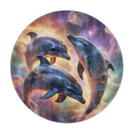 Tabla De Cortar Delfines cósmicos y medusas en el espacio