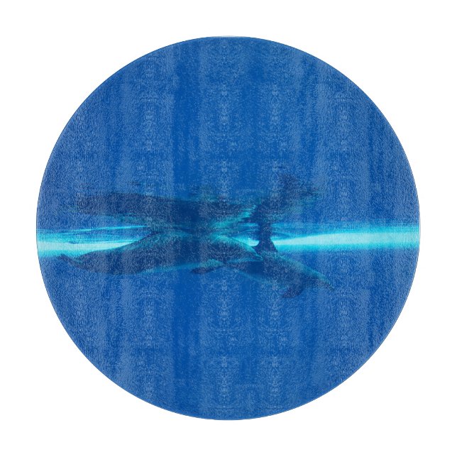 Tabla De Cortar Delfines y reflexión, océano azul (Anverso)