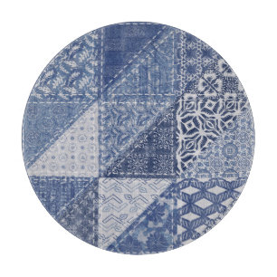 Tabla De Cortar Denim Triangle Parchwork Vintage Textura.