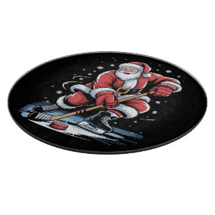 Tabla De Cortar Deportes de Navidad Santa Juega Hockey sobre Hielo
