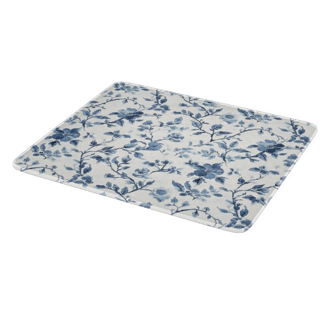 Tabla De Cortar Despedida de Soltera Floral Blanco Azul (Borde)