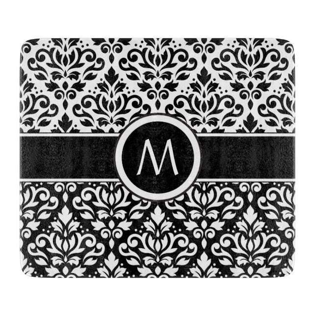 Tabla De Cortar Desplazar Damask 2Part Ptn BW & Band (Personalizad (Anverso)