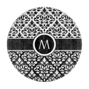 Tabla De Cortar Desplazar Damask 2Part Ptn BW & Band (Personalizad