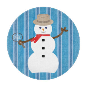 Tabla De Cortar Detective de Snowman azul divertido y divertido