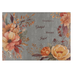 Tabla De Cortar Día de Acción de Gracias Floral Bendito Agradecido