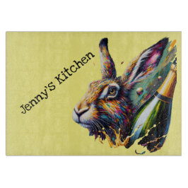 Tabla De Cortar Día de la Buena Liebre. ¡Hare y Prosecco! Fondo am