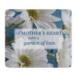 Tabla De Cortar Día de la Madre Día Blanco Daisies Jardín del ciel