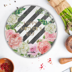 Tabla De Cortar Día de la Madre Feliz Personalizado Floral Rosa Pe