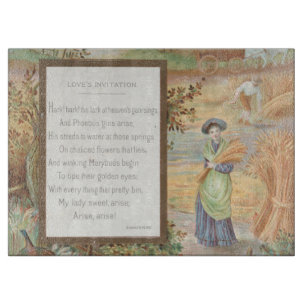 Tabla De Cortar Día de San Valentín Retro Vintage, paisaje rural d