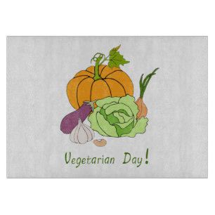 Tabla De Cortar Día Mundial Vegetariano Minimalista Lindo