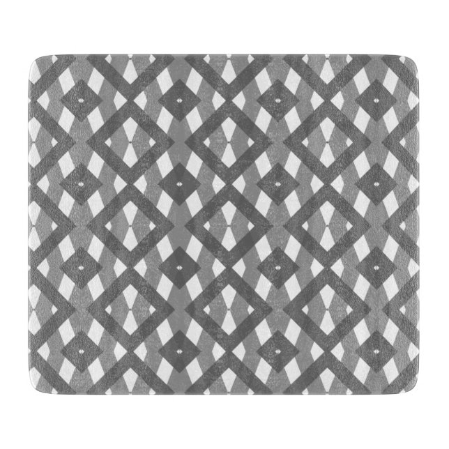 Tabla De Cortar Diamantes negros, blancos y grises (Anverso)