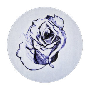 Tabla De Cortar Dibujo a mano de flor de rosa