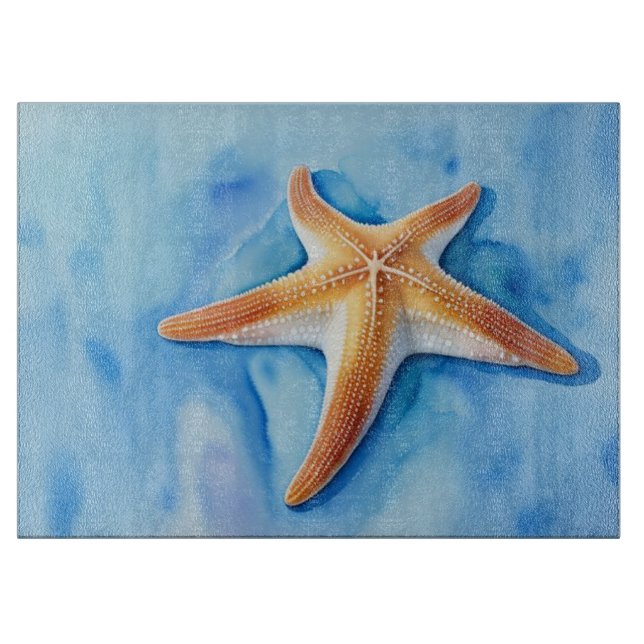 Tabla De Cortar Dibujo acuarela de Starfish (Anverso)