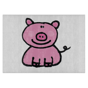 Tabla De Cortar Dibujo animado de cerdo rosa lindo