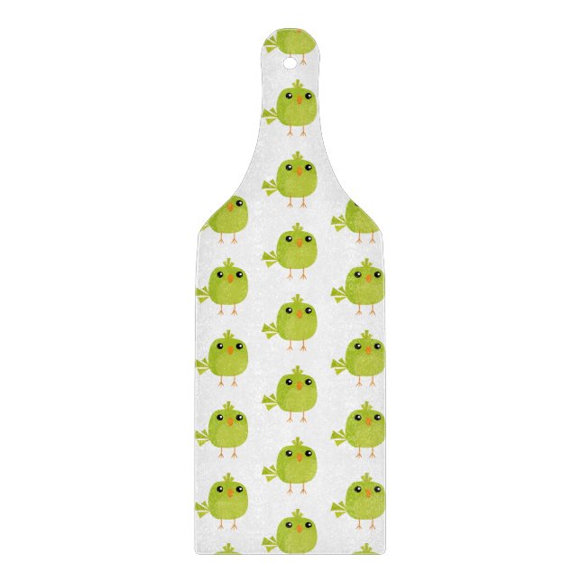 Tabla De Cortar Dibujo animado de pájaro verde (Anverso)