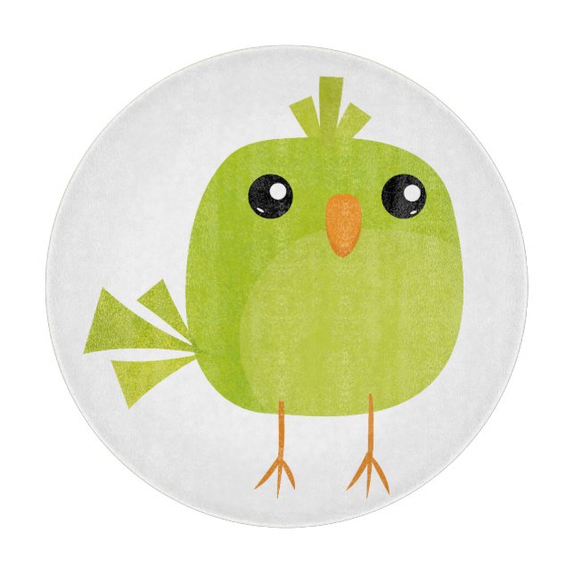 Tabla De Cortar Dibujo animado de pájaro verde lindo (Anverso)