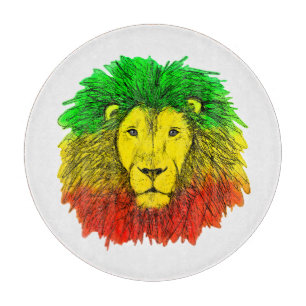 Tabla De Cortar Dibujo de cabeza de león Rasta rojo amarillo verde