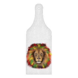 Tabla De Cortar Dibujo de cabeza de león Rasta rojo amarillo verde