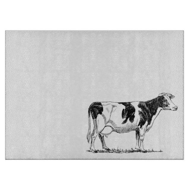 Tabla De Cortar Dibujo de lápiz Fresian Dairy Cow Holstein (Anverso)