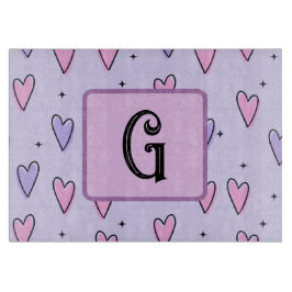 Tabla De Cortar Dibujo de monograma de pequeños corazones capricho