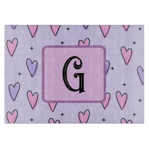 Tabla De Cortar Dibujo de monograma de pequeños corazones capricho