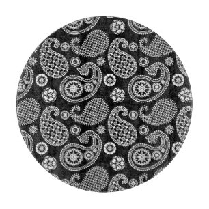 Tabla De Cortar Dibujo de paisley, negro y blanco