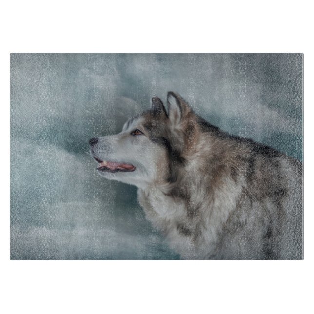 Tabla De Cortar Dibujo de Perro Alaskan Malamute (Anverso)