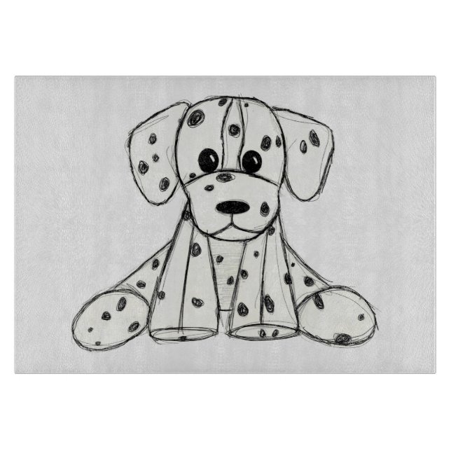 Tabla De Cortar Dibujo de perros rellenos dálmatas esquema simple  (Anverso)