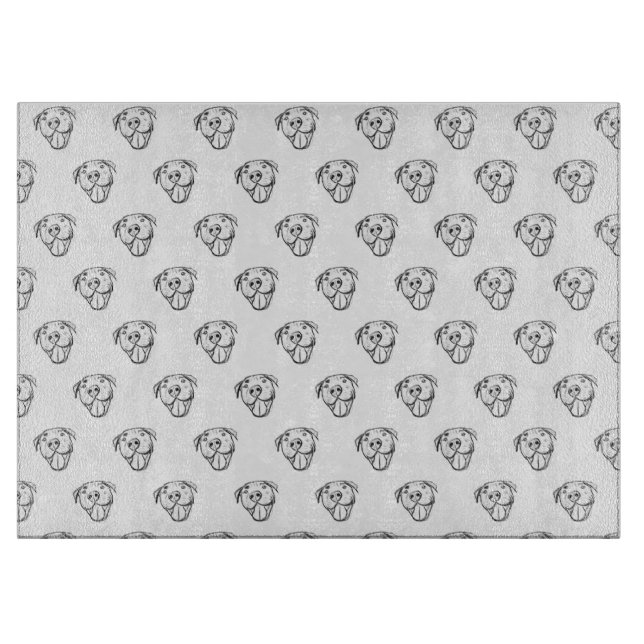 Tabla De Cortar dibujo de pitbull simple amantes de perros blanco  (Anverso)