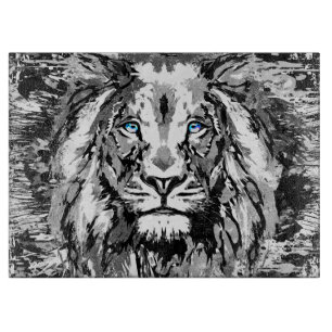Tabla De Cortar Dibujo de retrato de león gris - Junta de corte de