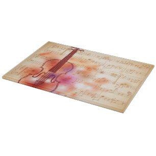 Tabla De Cortar Dibujo en el fondo de la acuarela del violín