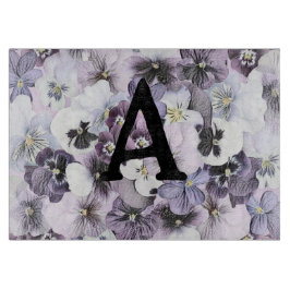 Tabla De Cortar Dibujo Vintage de Pensamientos Morados Rosados Bla