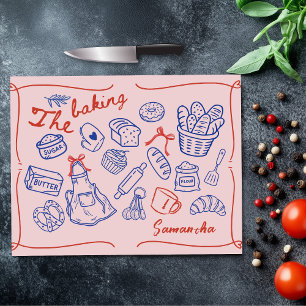 Tabla De Cortar Dibujos animados personalizados de color azul y ro
