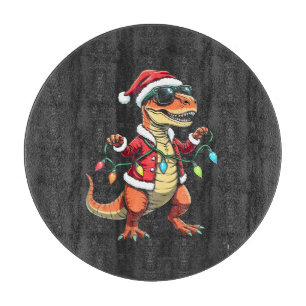 Tabla De Cortar Dinosaurio envuelto con Navidades ilumina Santa Ha