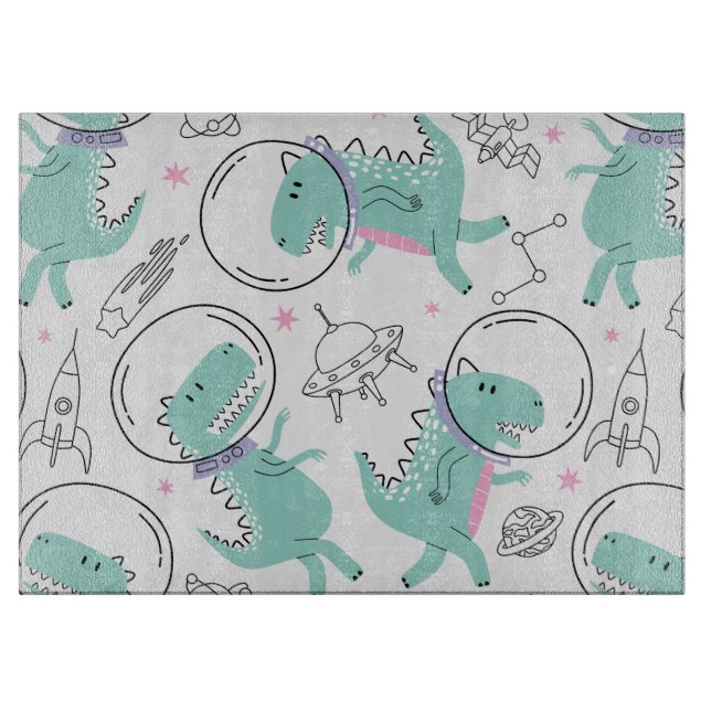 Tabla De Cortar Dinosaurios Espaciales, Dinosaurios Cutos, Buques  (Anverso)